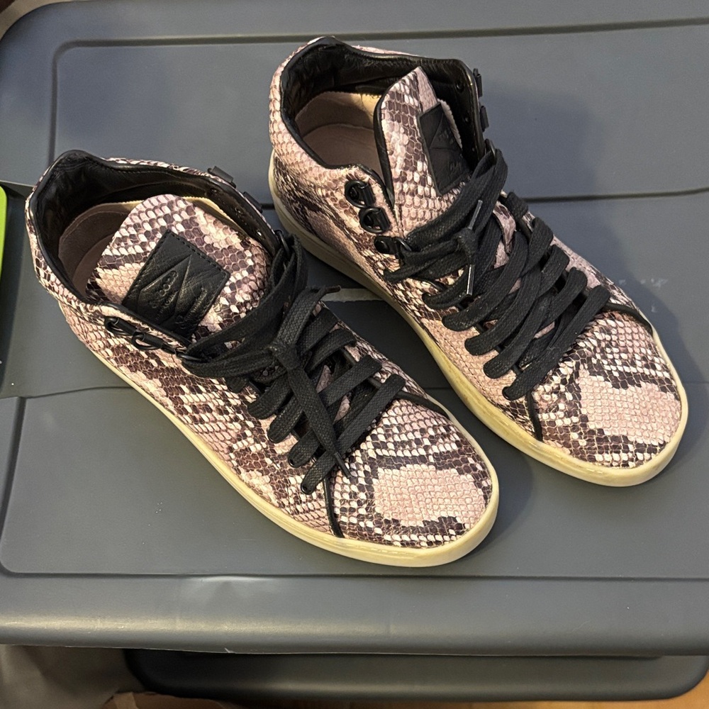 Rag & Bone Kent Snake-Print High-Top Sneakers - Fashion Lace-Up size 7